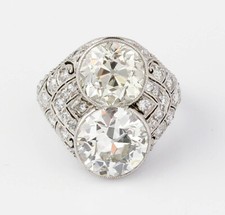 Vintage 4Ct Round Cut CZ CZ Antique Two Stone Engagement Ring In 925 Silver