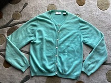 Cashmere Cardigan Sweater Women  s Sz Med. Pastel Mint Green Luxury Minimalist