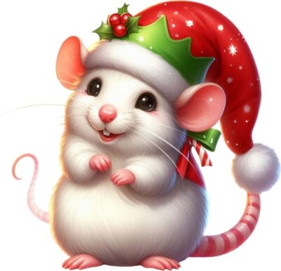 Wandbild bunte weiße Weihnachten Ratte Schlafzimmer Kinderzimmer Dekor Vinyl Aufkleber Abziehbild