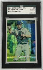 2006 Justin Verlander Topps Heritage Chrome Refractor RC 419/557 SGC 10 PRISTINE
