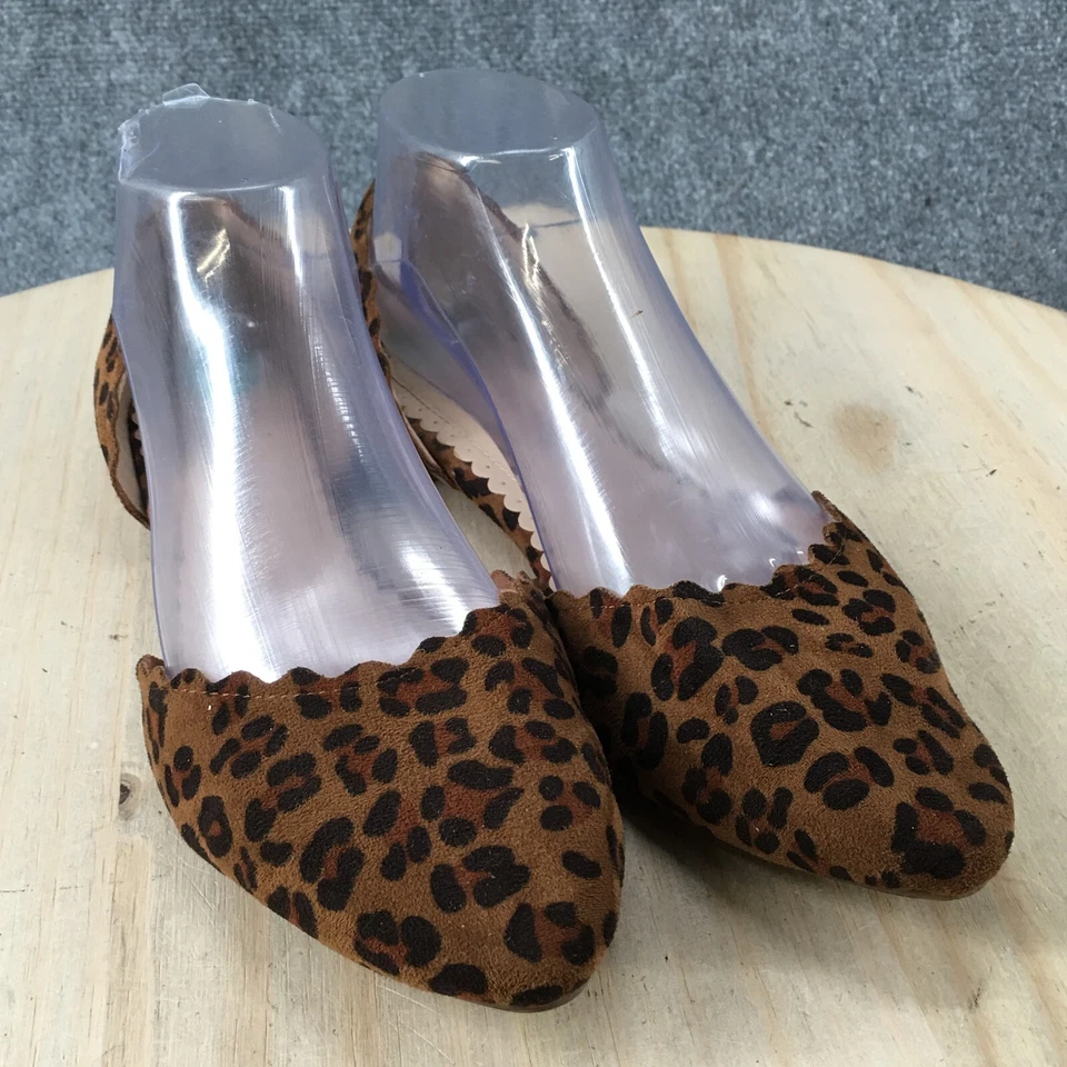 Zapatos restringidos para mujer 8 D'Orsay planos leopardo marrón imitación cuero sin cordones Foto 3 de 4