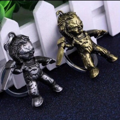 2er Set Chucky Metall Schlüsselanhänger & Anhänger Stahllegierung Silber & Bronze in Farbe 