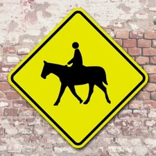Horseback Riding Equestrian Horse Crossing Yellow Aluminum Sign