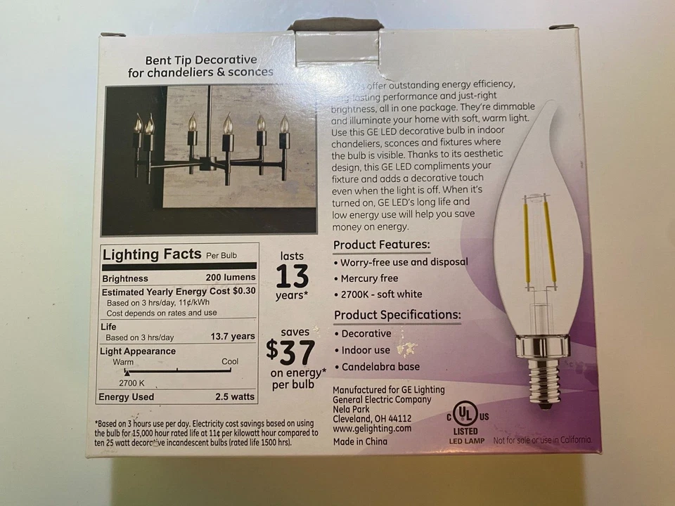 Candelabra LED Dimmable 25-WATT (4-PACK) Soft White 13 Year Life GE LED2DCAC-AGC - Image 3 of 4