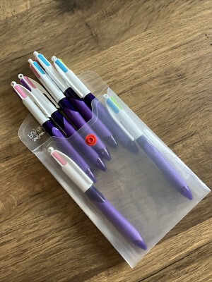 Bic Colour FASHION GRIP Ballpen,TURQUOISE,LIME GREEN,PURPLE,PINK(7  PEN+POCKET) UK