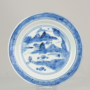 Antique Chinese Taste 17C Wanli/Tianqi Porcelain Ming Plate China Travel...