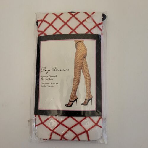 Diamond Knit Spandex Pantyhose - Red LEG AVENUE OSFM Costume Sexy VALENTINE New - 第 1/3 張圖片