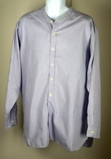 GIORGIO ARMANI JEANS - Blue Purple Button Down Collarless Shirt L XL Vintage