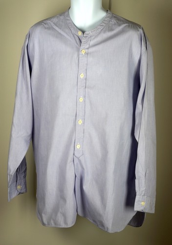 GIORGIO ARMANI JEANS - Blue Purple Button Down Collarless Shirt L XL Vintage