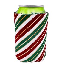 Christmas Stripes Collapsible Can Coolie; Holiday