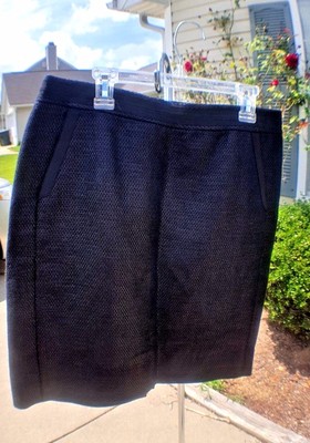 Ann Taylor Women's Fine Italian Fabric Black Pencil Skirt Two-tone Size 4 NWOT