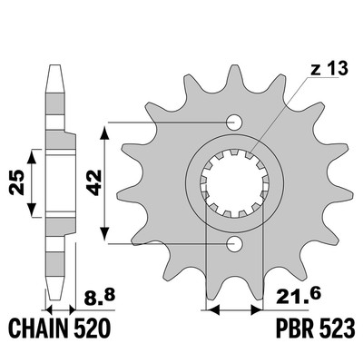 KAWASAKI KL (KLR) 250 1991-2005 vorne ritzel PBR Tonhöhe 520 15 Zähne