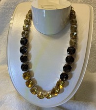 LOFT~Ombre~Crystal Necklace~Gold Tone~Yellow ...