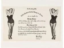 Marilyn Monroe Award Certificate Miss Radar 1952 Came From Planet Hollywood