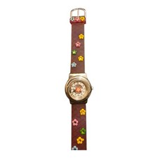 Vintage Bijoux Terner Girls' Flower Watch – Clear Floral Strap – K-10151 – Used