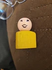 Vintage Wood Fisher Price Little People Girl Yellow Triangle