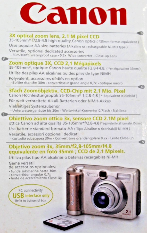 Canon PowerShot A20 2.1 MP 3X Optical Zoom Compact Digital Camera & Access VGC - Image 4 of 4