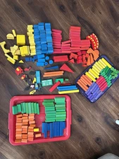 Playskool Wood Building Blocks 19lbs VTG Creative Playthings Fun Shapes Colors