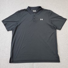 Under Armour HeatGear Polo Mens XL Loose Performance Black Short Sleeve Shirt