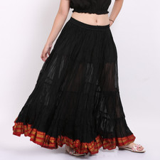 Women's Tribal ATS Belly Dancer Padma Flamenco Gypsy Cotton Black Padma Skirt