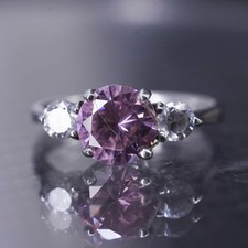 Size 7, vintage sterling silver 925 handmade band ring with pink crystal