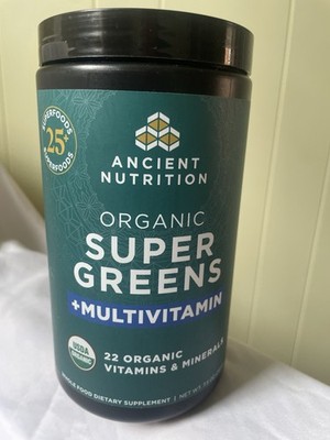 SEALED Ancient Nutrition Organic Super Greens +MULTIVITAMIN 25 Serv Exp 5/2/26