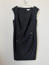 Calvin Klein Gray Tone Sleeveless Round Neck Career Stretch Sheath Dress Size 8