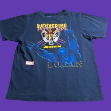 X-Men Boys 16/18 T Shirt Blue Wolverine Marvel Logan Short Sleeve Vintage Y2K
