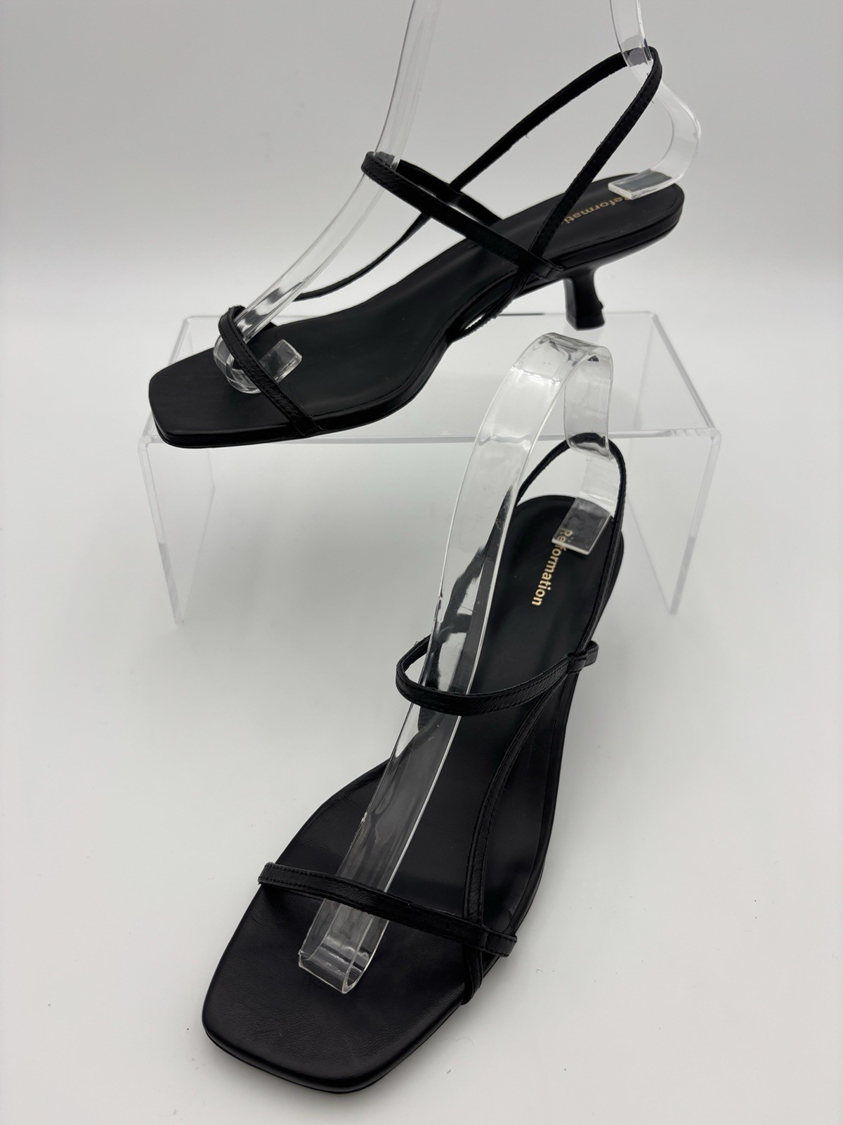 Reformation Serenity Bare Leather Slingback Sandals Black Leather Size 7