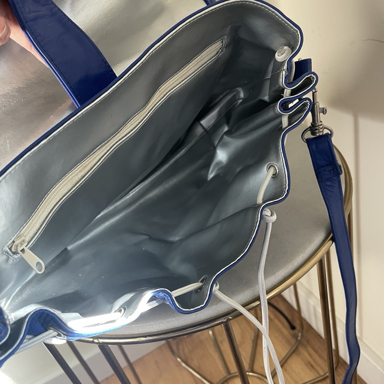 American Flag Patchwork Red White Blue Leather Me… - image 12