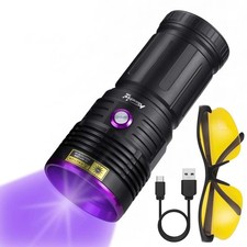 UV Flashlight 365nm 45W USB C Rechargeable Black Light ALONEFIRE SV84 Strong