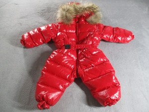 OrangeMom Baby Snowsuit 2XL Red Down Winter Bunting Suit Faux Fur Hood Warm