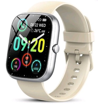 Smart Bracelet 1.91'' HD Touch Screen Fitness Tracker Bluetooth Call Beige Band