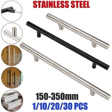 1-30x Cabinet Handles Pulls Kitchen Brushed T Bar Drawer Stainless Steel Knobs