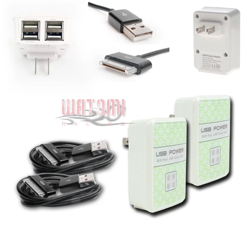 2X 4 USB PORTS HOME WALL ADAPTER+10FT CABLE POWER CHARGER BLACK GALAXY TAB NOTE