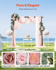 Artificial Wedding Arch Flowers Kit, Pink Wedding Arch Flowers with Drapes Kit