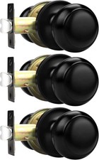 Probrico Hall/Closet Door Knobs in Matte Black Finish, Interior 3 Pack, 