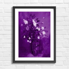 Vibrant Vintage Wildflower Bouquet in Rustic Vase Purple Framed Wall Art Print