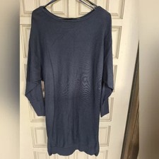 Banana Republic Women's Gray Sweater Dress SzM Side Zip Hem Detail Banded Cuff