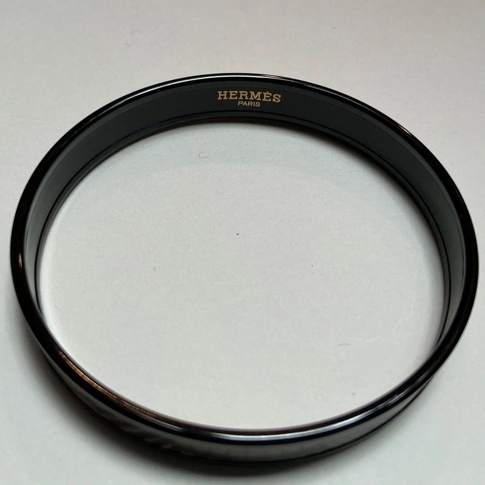 Brazalete Esmalte HERMES PM 65 Brazalete Estrecho Borde Negro, Granate y Negro Foto 4 de 4