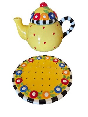 Sakura Mary Engelbreit Tea Pot And Trivet Afternoon Tea