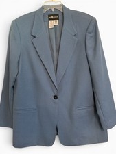 Sag Harbor 100 Wool Woolmark Jacket Sky Blue Sz 16 Career Office Classic Blazer