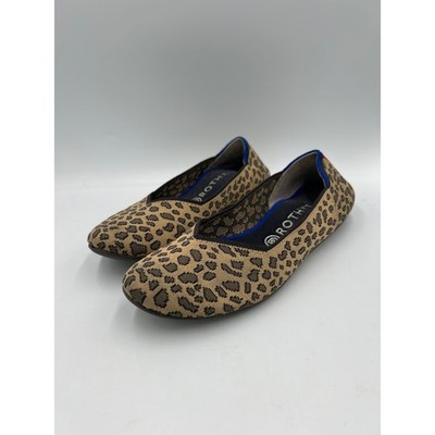 Rothy's The Point Leopard Print Knit Pointed Toe Flat Shoes Womens Size 10