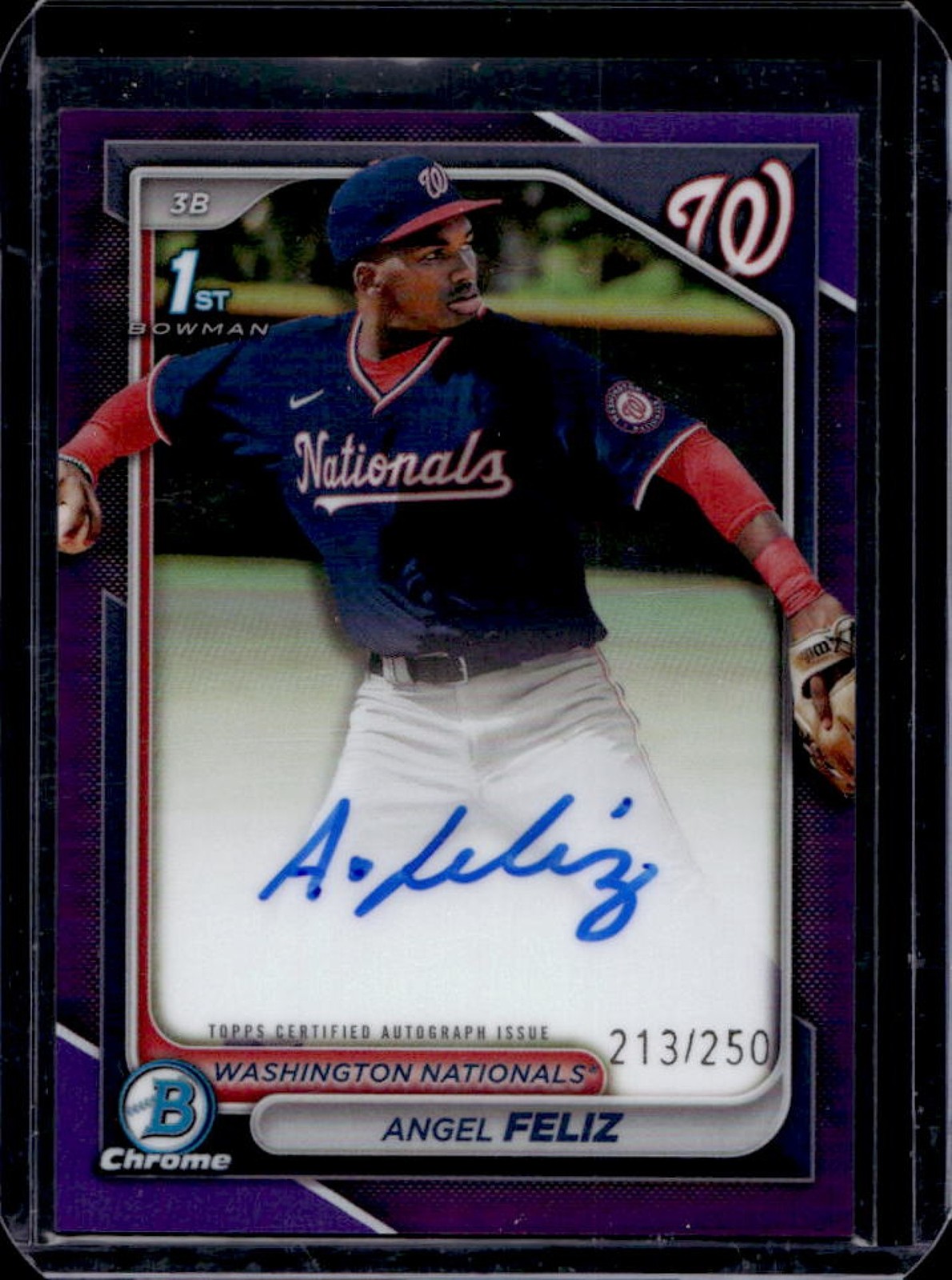 2024 Bowman Chrome Angel Feliz Auto Purple Refractor 1st #213/250