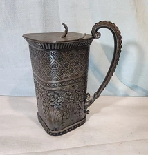 James W. Tufts, Boston, MA, Silver Plated Lidded Stein, #215 VERY NICE!