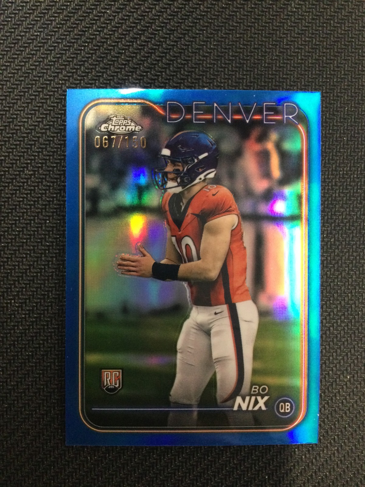 2024 Topps Chrome #206 Bo Nix RC Rookie Blue Refractor /150 Broncos No Reserve