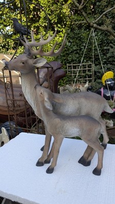 Hirsch Deko Figur mit Kitz  64cm x 46cm lebensecht  Deko Gartenfigur  NEU