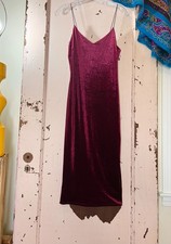 Burgundy Velvet Spaghetti Strap BodyCon Midi Dress Size XS - S *Reformation Copy