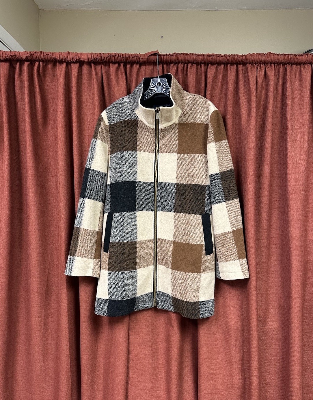 Pendleton Wool Blend Walker Coat Jacket Cream Bro… - image 2