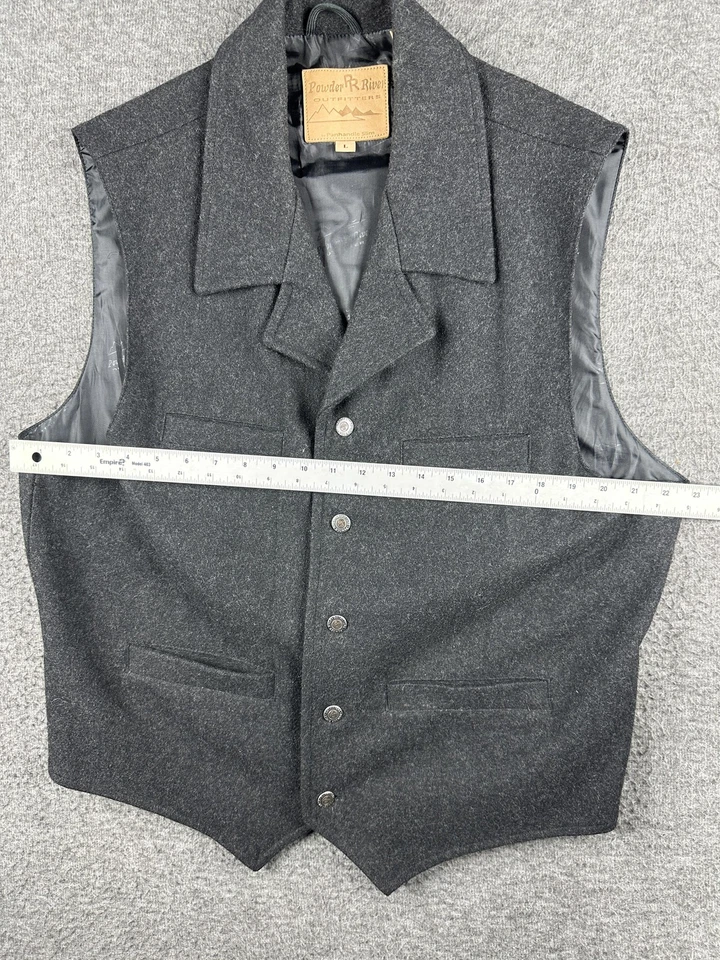 Powder River Outfitters Vest Mens Large Gray Wool Blend Western Lined Snap Front - Image 2 of 4